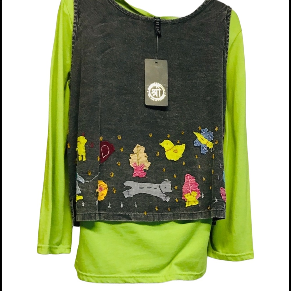 NWT. Sacred Threads Appliquéd Vest. 25802 CL/GY01 - Picture 2 of 8
